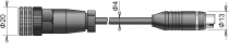 Extension cable for CO2 probe, M12/MiniDin connector, cable 4 meters