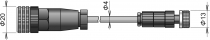 Extension cable for CO2 probe, M12/M8 connector, cable 4 meters